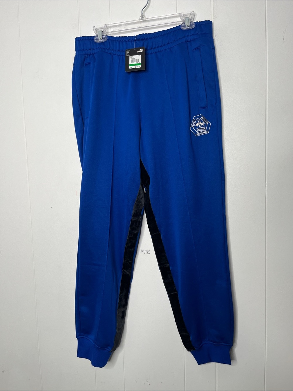 Puma x Rhuigi Track Pants with Velvet Stripe Royal Blue Athletic Jogger Size L